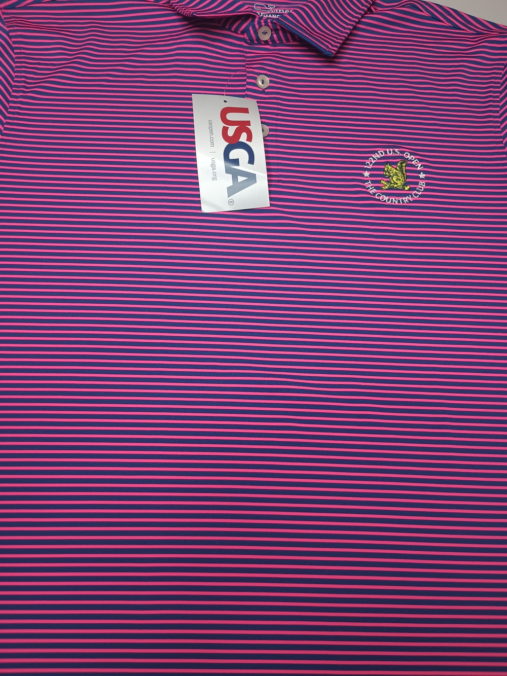 Vineyard Vines Pink And Blue 122nd. U.S. Open The Country Club Polo Shirt Size L